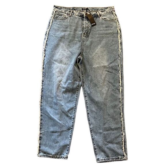 Nasty Gal Fray What You Mean Straight Leg Jeans Size 18 - Picture 1 of 7